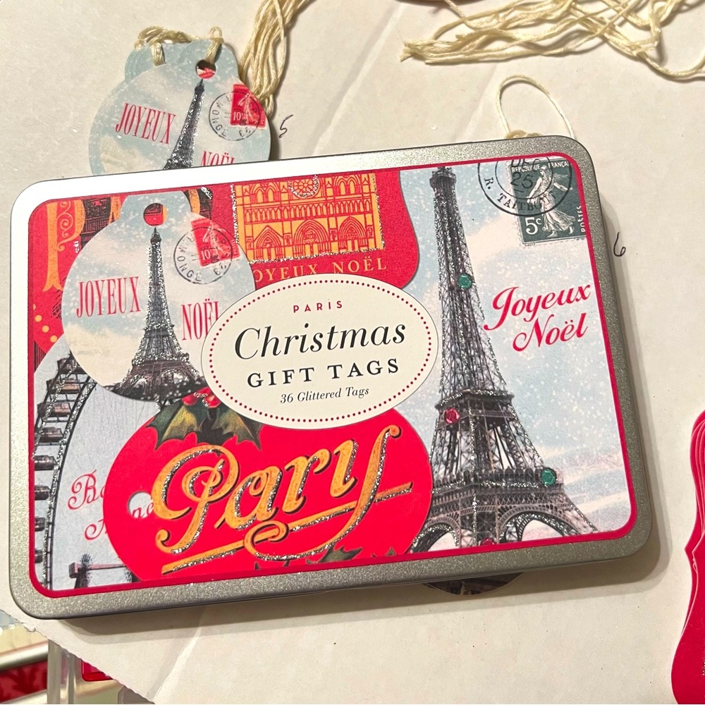 32 Paris glittered Christmas Joyeux Noel gift tags